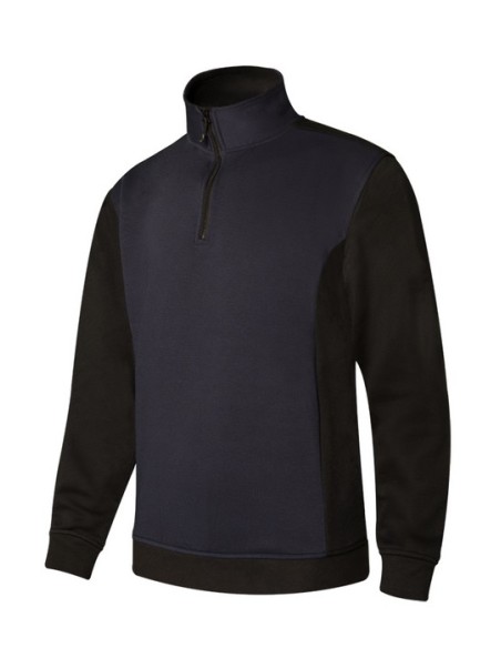 Sudadera Bicolor con Media Cremallera - Cuello Alto y Tratamiento Antipilling
