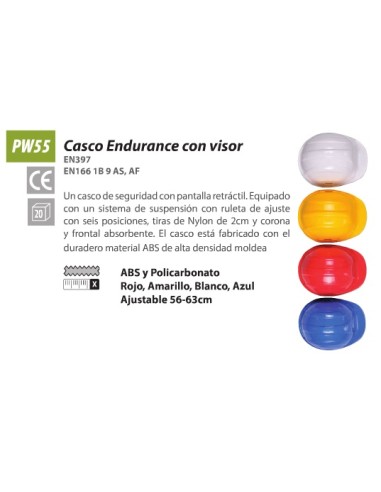 Casco Endurance con Visor PW55 - Protección Portwest