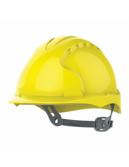 <img alt="Casco de seguridad EVO3 Mid Peak OneTouch, color amarillo, con arnés 3D Adjustment y protección eléctrica hasta 1000V