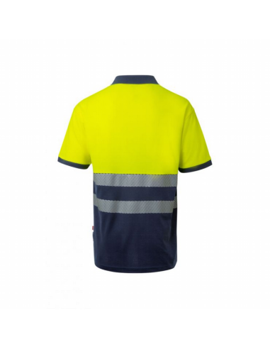 Polo de Algodón Bicolor de Manga Corta con Cinta Segmentada de Alta Visibilidad EN ISO 20471 Clase 1 - Velilla 305523