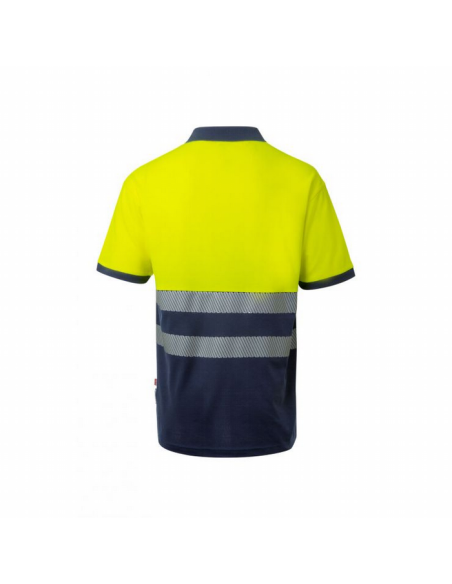 Polo de Algodón Bicolor de Manga Corta con Cinta Segmentada de Alta Visibilidad EN ISO 20471 Clase 1 - Velilla 305523