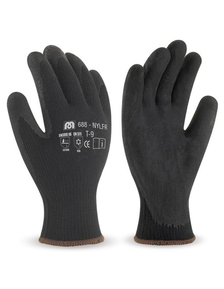 Guantes 688NYLFR de punto de poliéster con recubrimiento de látex, normativas EN 388 y EN 511, diseñados para frío y riesgos me