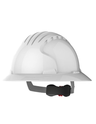 Casco de Seguridad Industrial HDPE con Normativa EN y ANSI - Arnés de 6 Puntos y Ajuste One Touch ala tipo americano