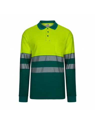 Polo de Algodón Bicolor de Manga Larga con Cinta Segmentada de Alta Visibilidad EN ISO 20471 Clase 1 - Velilla 305525