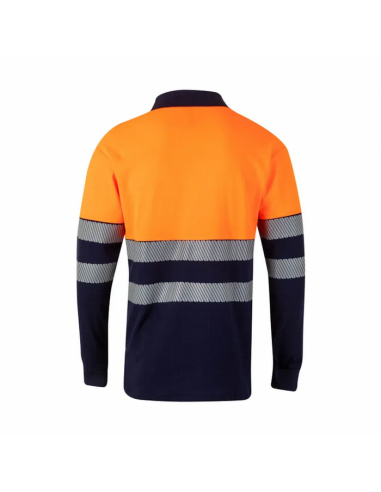 Polo de Algodón Bicolor de Manga Larga con Cinta Segmentada de Alta Visibilidad EN ISO 20471 Clase 1 - Velilla 305525