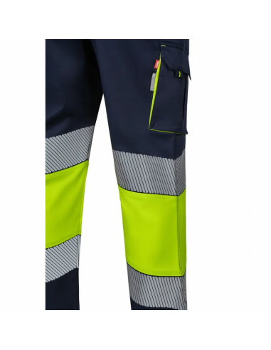 Pantalón Stretch Bicolor con Cinta Reflectante Segmentada EN ISO 20471 Clase 1 - Velilla 303008S