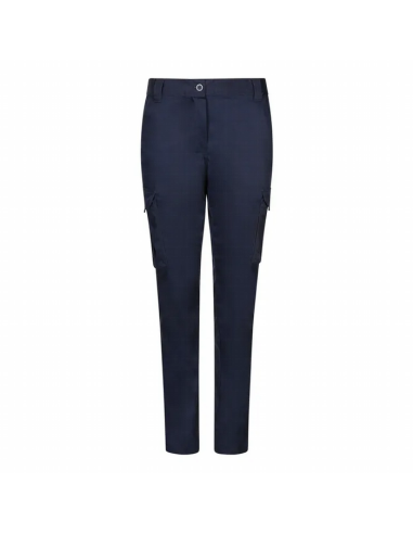 Pantalon multibolsillos de trabajo para mujer talle corte y piernas ajustadas, goma elastica en cintura. idelal para mujeres qu