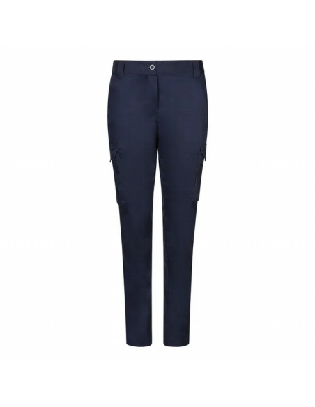 Pantalon multibolsillos de trabajo para mujer talle corte y piernas ajustadas, goma elastica en cintura. idelal para mujeres qu