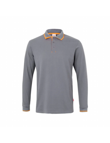 Polo Bicolor Raya Manga Larga - Cuello y Puños de Canalé