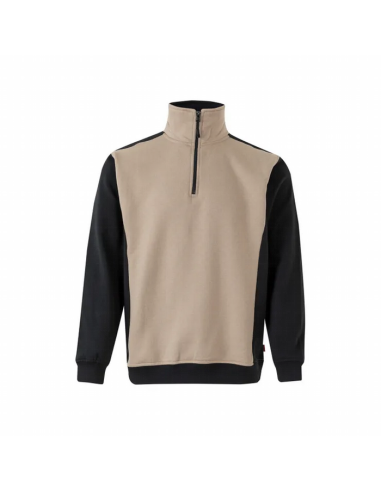 Sudadera Bicolor con Media Cremallera - Cuello Alto y Tratamiento Antipilling