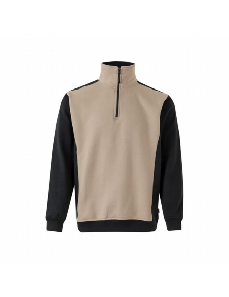 Sudadera Bicolor con Media Cremallera - Cuello Alto y Tratamiento Antipilling