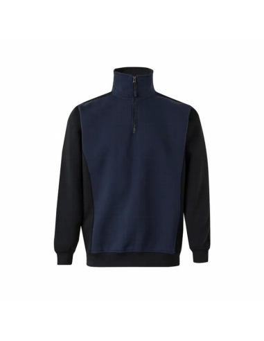 Sudadera Bicolor con Media Cremallera - Cuello Alto y Tratamiento Antipilling