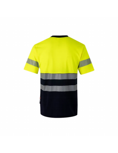 Camiseta mangas corta alta visivilidad con bandas reflectantes