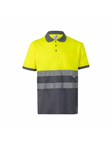Polo de Algodón Bicolor de Manga Corta de Alta Visibilidad EN ISO 20471 Clase 1 - Velilla 305513