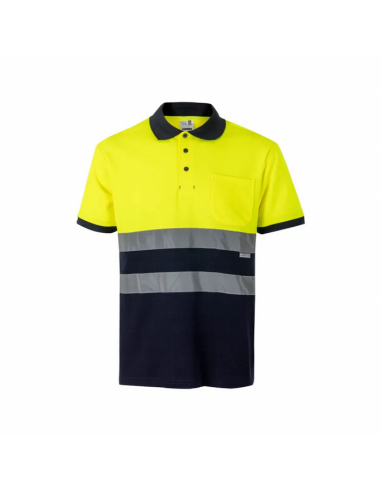 Polo de Algodón Bicolor de Manga Corta de Alta Visibilidad EN ISO 20471 Clase 1 - Velilla 305513
