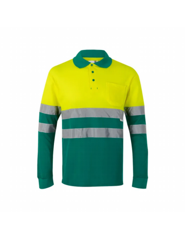 Polo de Algodón Bicolor de Manga Larga de Alta Visibilidad EN ISO 20471 Clase 1 - Velilla 305515