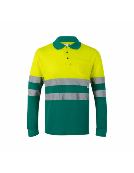 Polo de Algodón Bicolor de Manga Larga de Alta Visibilidad EN ISO 20471 Clase 1 - Velilla 305515