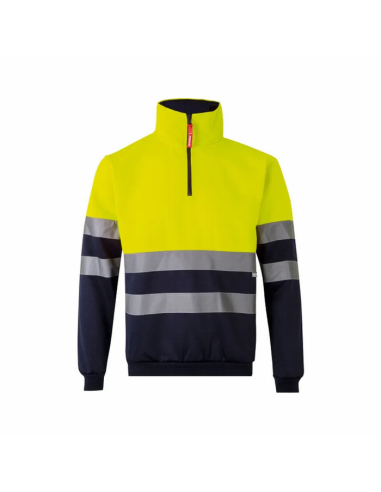 Sudadera bicolor alta visibilidad con media cremallera - 305701 - EN ISO 20471 Clase 1