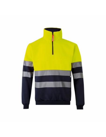 Sudadera bicolor alta visibilidad con media cremallera - 305701 - EN ISO 20471 Clase 1