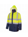 <img src="parka-4en1-bicolor.jpg" alt="Parka 4 en 1 bicolor de alta visibilidad clase 2 con protección EN 343 clase 3 y EN 1405