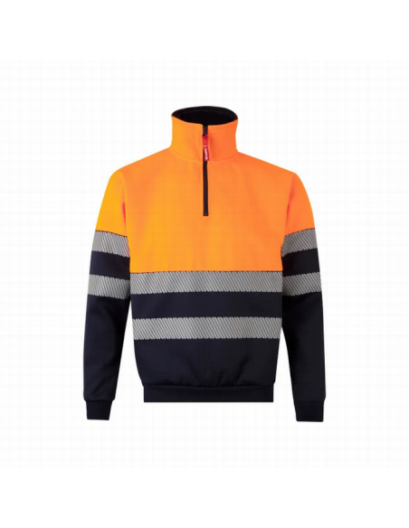 Sudadera bicolor alta visibilidad con media cremallera - 305701 - EN ISO 20471 Clase 1 cinta segmentada