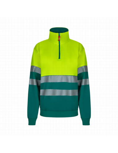 Sudadera bicolor alta visibilidad con media cremallera - 305701 - EN ISO 20471 Clase 1 cinta segmentada