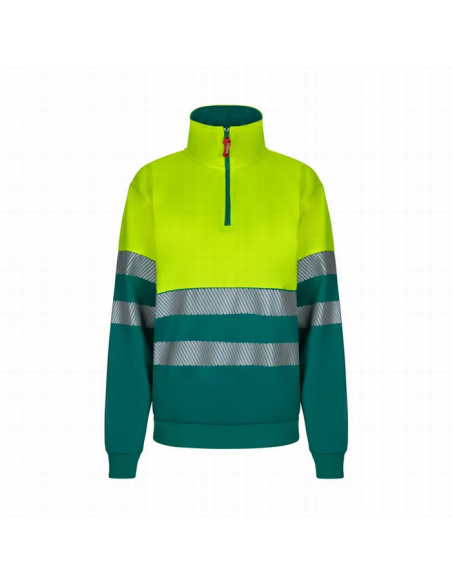 Sudadera bicolor alta visibilidad con media cremallera - 305701 - EN ISO 20471 Clase 1 cinta segmentada