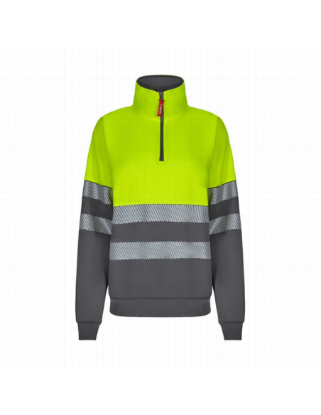 Sudadera bicolor alta visibilidad con media cremallera - 305701 - EN ISO 20471 Clase 1 cinta segmentada