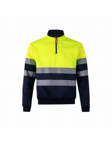 Sudadera bicolor alta visibilidad con media cremallera - 305701 - EN ISO 20471 Clase 1 cinta segmentada