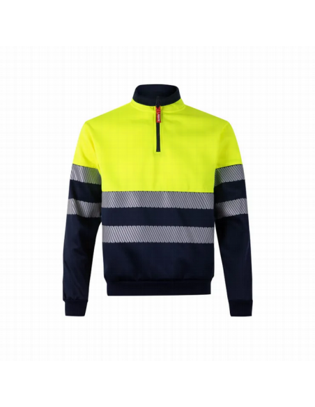 Sudadera bicolor alta visibilidad con media cremallera - 305701 - EN ISO 20471 Clase 1 cinta segmentada