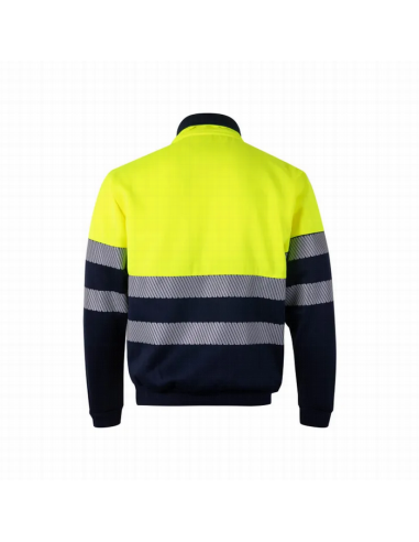 Sudadera bicolor alta visibilidad con media cremallera - 305701 - EN ISO 20471 Clase 1 cinta segmentada