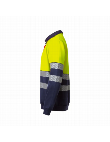 Sudadera bicolor alta visibilidad con media cremallera - 305701 - EN ISO 20471 Clase 1 cinta segmentada