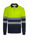 Polo de Algodón Bicolor de Manga larga con Cinta Segmentada de Alta Visibilidad EN ISO 20471 Clase 1 - Velilla 305535