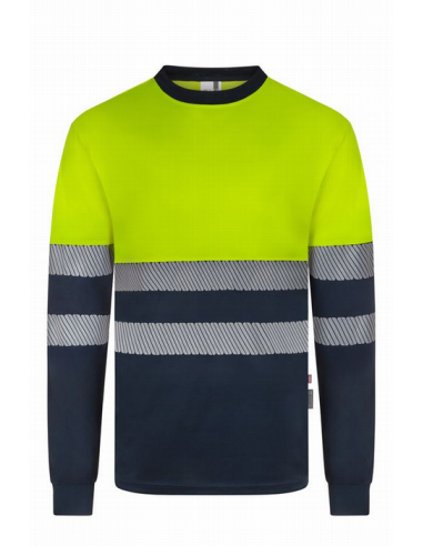 Camiseta mangas largas alta visivilidad con bandas reflectantes