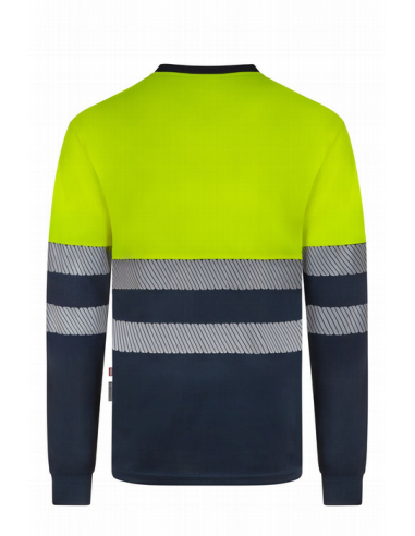 Camiseta mangas largas alta visivilidad con bandas reflectantes