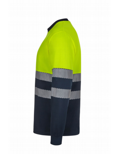Camiseta mangas largas alta visivilidad con bandas reflectantes