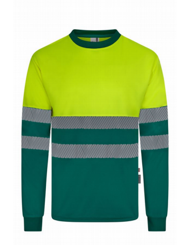 Camiseta mangas largas alta visivilidad con bandas reflectantes