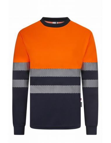 Camiseta mangas largas alta visivilidad con bandas reflectantes