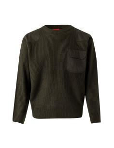 Jersey de punto grueso con cuello redondo - Refuerzo en hombros y codos 2