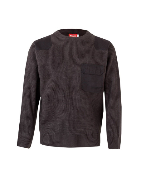 Jersey de punto grueso con cuello redondo - Refuerzo en hombros y codos
