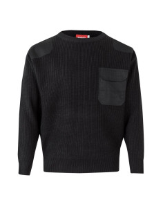 Jersey de punto grueso con cuello redondo - Refuerzo en hombros y codos 2