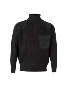 Jersey de punto grueso con cuello alto y cremallera - Refuerzos en hombros y codos 2