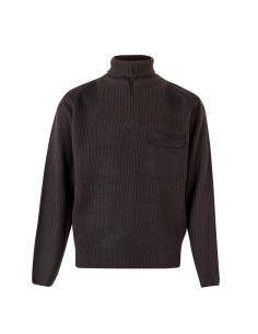 Jersey de punto grueso con cuello alto y cremallera - Refuerzos en hombros y codos 2
