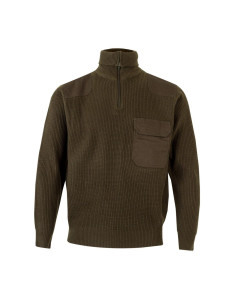 Jersey de punto grueso con cuello alto y cremallera - Refuerzos en hombros y codos