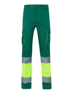 <img src="pantalon-stretch-bicolor-alta-visibilidad-velilla-303002S.jpg" alt="Pantalón Stretch Bicolor Multibolsillos EN ISO 20 2