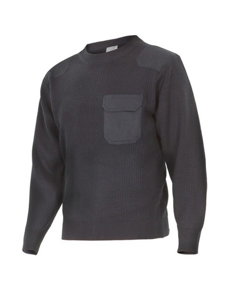 Jersey cuello caja con bolsillo hombreras de tela con punto cerrojillo veliilla 100 vigilante, gris, marino, negro.