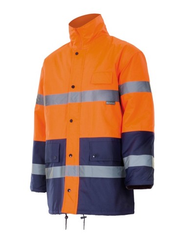 Anorak parka alta visivilidad bandas reflectantes para frio y agua