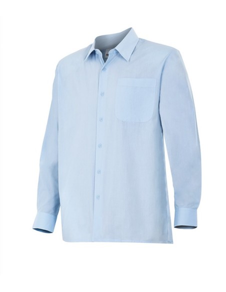 Camisa mangas largas para hombre con 1 bolsillo sin tapeta tejido fino con puños, celeste, blanco gris negro royal negro