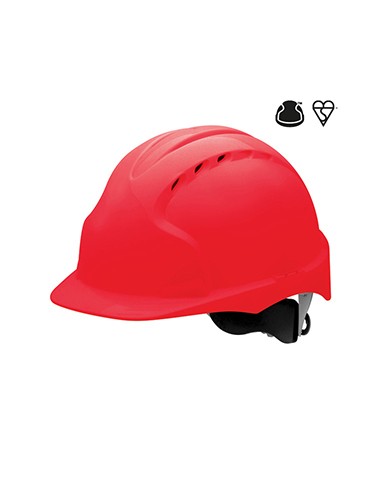 <img alt="Casco de seguridad Evo3 Mid Peak Revolution ventilado, color blanco, con trinquete rotativo y ajuste 3D." />