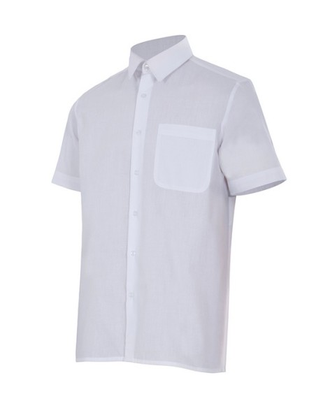 camisa hombre mangas cortas con 1 bolsillo en popelín fino de tejido mezcla color blanco, verde, negro, gris marino botella